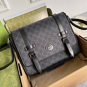 Gucci GG Messenger Bag Beige Ebony GG Supreme Canvas Leather Size 28 x 24 x 8.5 cm - 3