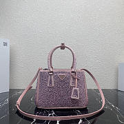 Prada Galleria Mini Crystal Embellished Satin Bag Pink Size 24.5 x 16.5 x 11 cm - 1