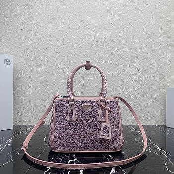 Prada Galleria Mini Crystal Embellished Satin Bag Pink Size 24.5 x 16.5 x 11 cm