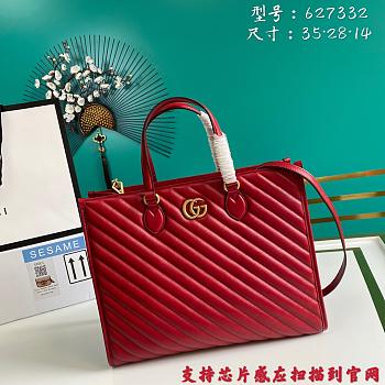 Gucci Marmont Medium Tote Bag Red Size 35 x 28 x 14 cm