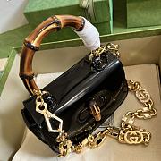 Gucci Bamboo Patent Leather Mini Handbag Black Size 17 x 12 x 7.5 cm - 5