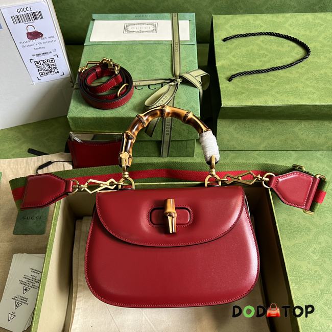 Gucci Small Top Handle Bag With Bamboo Red Size 21 x 15 x 7 cm - 1