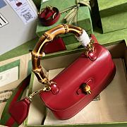 Gucci Small Top Handle Bag With Bamboo Red Size 21 x 15 x 7 cm - 3