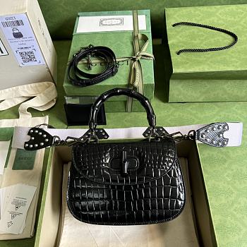Gucci Small Top Handle Bag With Bamboo Black Size 21 x 15 x 7 cm