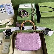 Gucci Small Top Handle Bag With Bamboo Purple Size 21 x 15 x 7 cm - 6