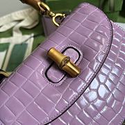 Gucci Small Top Handle Bag With Bamboo Purple Size 21 x 15 x 7 cm - 3