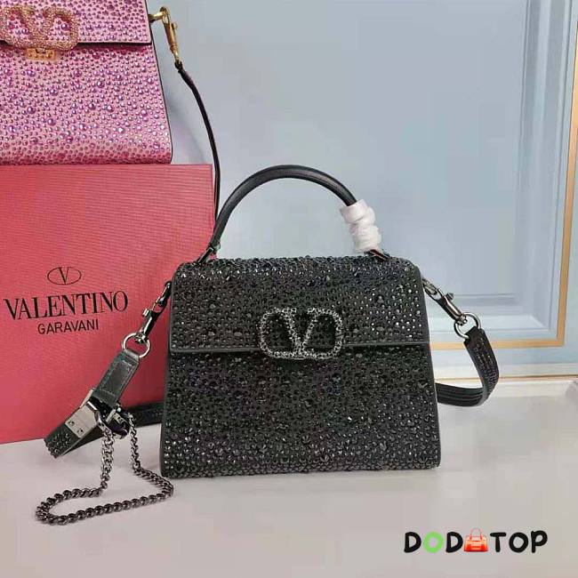 Valentino Vsling Handbag with Sparkling Embroidery Black Size 19 x 13 x 9 cm - 1