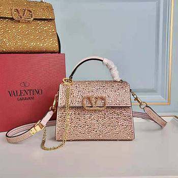 Valentino Vsling Handbag with Sparkling Embroidery Pink Size 19 x 13 x 9 cm
