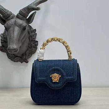 Versace Women La Medusa Small Handbag Navy Size 20 x 10 x 17 cm