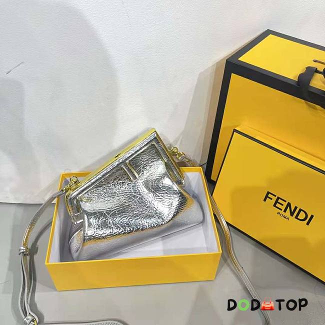 Fendi First Small Silver Laminated Leather Bag Size 18 x 9.5 x 26 cm - 1