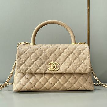 Chanel Coco Handle Bag Beige Gold Hardware Size 29 cm
