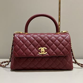 Chanel Coco Handle Bag Red Gold Hardware Size 29 cm