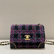 Chanel Purple Tweed Flap Chain Bag Size 14 x 19 x 10 cm - 1