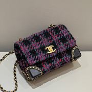 Chanel Purple Tweed Flap Chain Bag Size 14 x 19 x 10 cm - 2