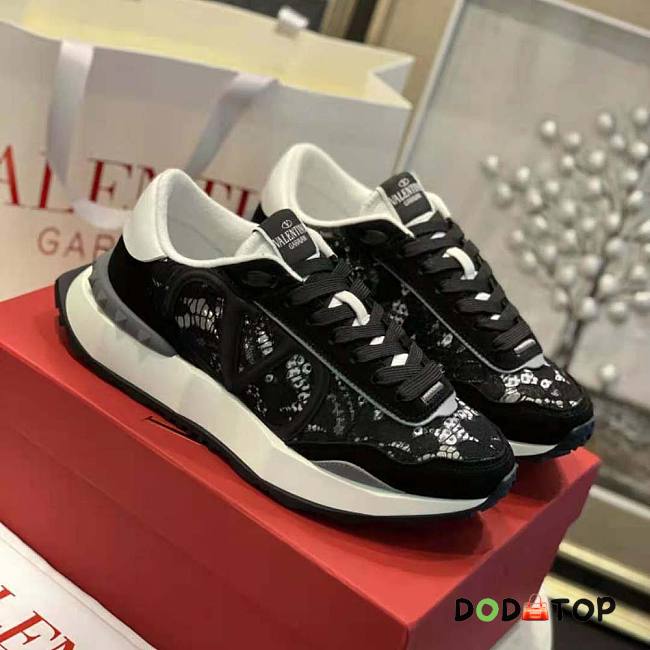 Valentino Lace and Mesh Lacerunner Sneaker Black  - 1