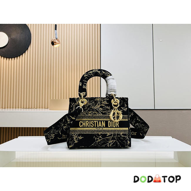 Dior Lady D-Lite Black Bag Size 24 x 20 x 11 cm - 1
