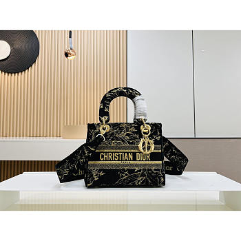 Dior Lady D-Lite Black Bag Size 24 x 20 x 11 cm