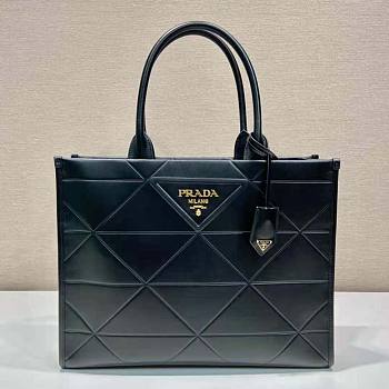 Prada Women Large Leather Handbag Black Size 31 x 11.5 x 39 cm