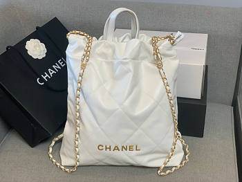 Chanel Large Backpack 22 White Gold Hardware Size 51 x 40 x 9 cm