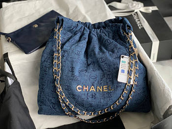 Chanel Large 22 Handbag Denim Size 38 × 42 × 8 cm