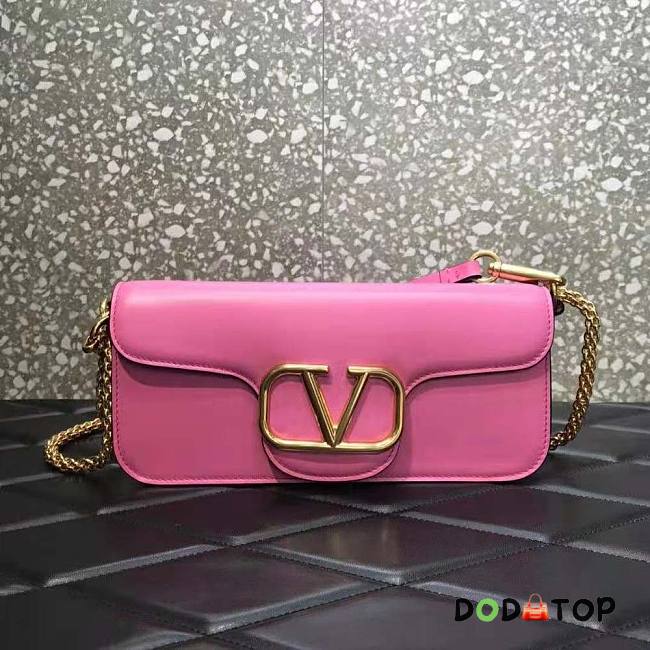 Valentino Vlogo Signature Calfskin Shoulder Bag Pink Size 27 x 13 x 6 cm - 1