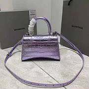 Balenciaga Hourglass Metallized Crocodile Embossed in Purple Size 19 x 13 x 8 cm - 3
