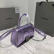 Balenciaga Hourglass Metallized Crocodile Embossed in Purple Size 19 x 13 x 8 cm - 4