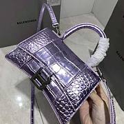 Balenciaga Hourglass Metallized Crocodile Embossed in Purple Size 19 x 13 x 8 cm - 2