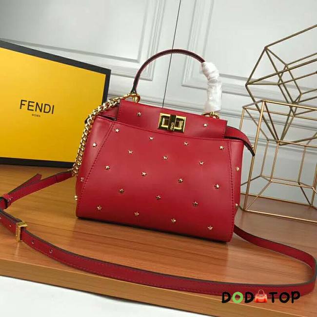 Fendi Women Peekaboo XS Leather Mini Bag Red Size 19 x 16 x 6 cm - 1