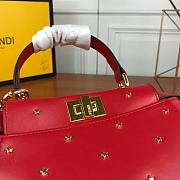 Fendi Women Peekaboo XS Leather Mini Bag Red Size 19 x 16 x 6 cm - 6