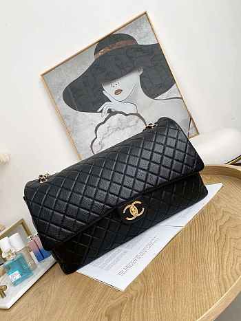 Chanel Flap Travel Bag Airport Caviar Calfskin Black Gold Size 46 x 14 x 26 cm