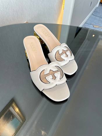 Gucci Women's Interlocking G Cut-Out Slide Sandal White