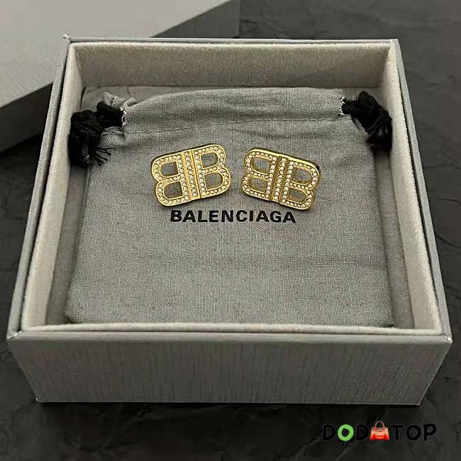 Balenciaga Women BB 2.0 XS Earrings in Silver/Gold Brass and Rhinestones - 1