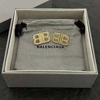 Balenciaga Women BB 2.0 XS Earrings in Silver/Gold Brass and Rhinestones