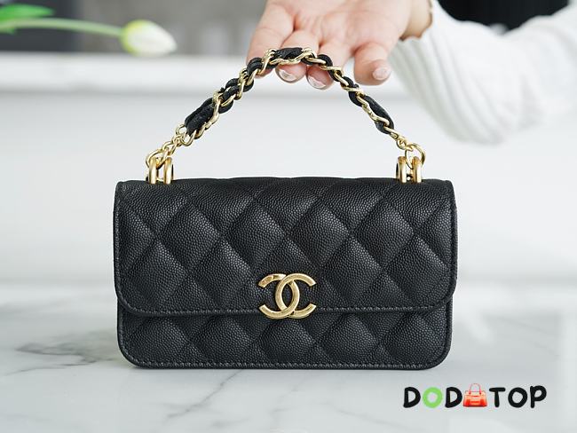Chanel Mini Woc Mobile Phone Bag Black Gold Size 17 x 10 x 4.5 cm - 1