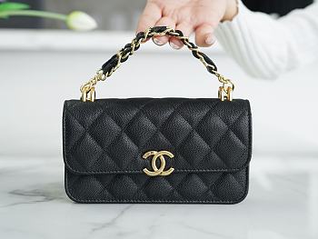 Chanel Mini Woc Mobile Phone Bag Black Gold Size 17 x 10 x 4.5 cm