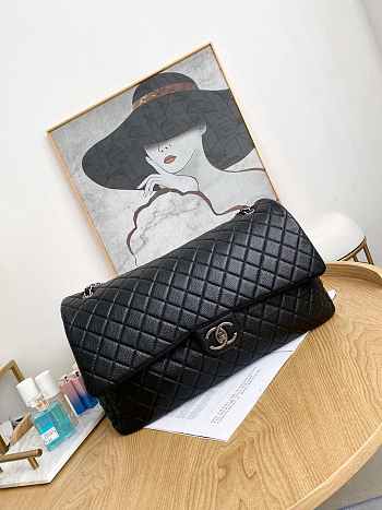 Chanel Flap Travel Bag Airport Caviar Calfskin Black Silver Size 46 x 14 x 26 cm