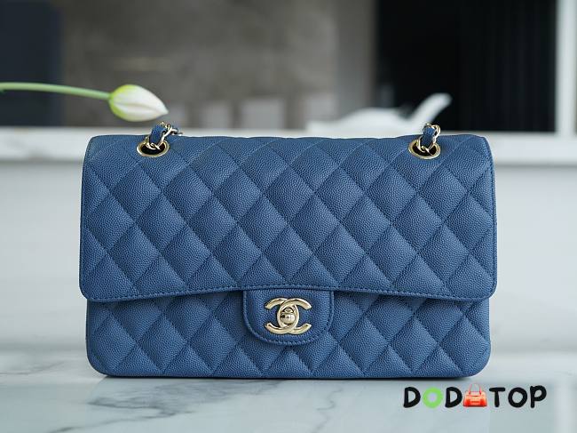 Chanel Caviar Flap Bag Blue Silver Size 25 cm - 1