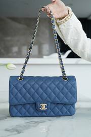 Chanel Caviar Flap Bag Blue Silver Size 25 cm - 2