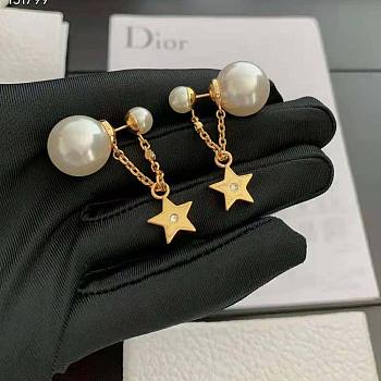 Dior Tribales Earrings Gold-Finish Metal with White Resin Pearls and White Crystals