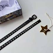 Dior Women Diorevolt Belt Black Smooth Calfskin with Ruthenium-Finish Metal Eyelets - 6