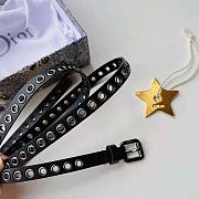 Dior Women Diorevolt Belt Black Smooth Calfskin with Ruthenium-Finish Metal Eyelets - 3