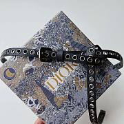 Dior Women Diorevolt Belt Black Smooth Calfskin with Ruthenium-Finish Metal Eyelets - 2