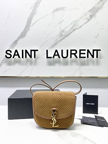 YSL Saint Laurent Kaia Small Suede And Leather Shoulder Bag Size 18 x 15.5 x 5.5 cm