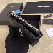 YSL Caviar Zipper Wallet Silver Size 13 x 9 cm - 5