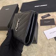 YSL Caviar Zipper Wallet Silver Size 13 x 9 cm - 4