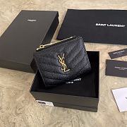 YSL Caviar Zipper Wallet Gold Size 13 x 9 cm - 1