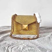 Valentino One Stud Embroidered Bag with Chain Gold Size 19 x 14 x 11 cm - 1