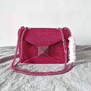 Valentino One Stud Embroidered Bag with Chain Pink Size 19 x 14 x 11 cm - 1