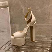 Valentino Women Garavani Tan-Go Platform Patent Leather Sandal 155mm White - 5